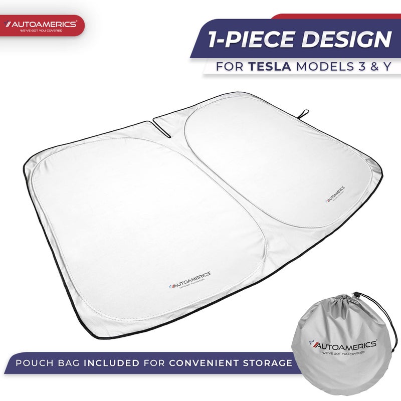 Autoamerics 1-Piece Tesla Model Y Sunshade & Tesla Model 3 Sunshade - Special Design for Model Y & 3 Windshield - Foldable Lightweight M3 Sun Shield - 2023 Tesla Model Y/3 Accessories - Image 2